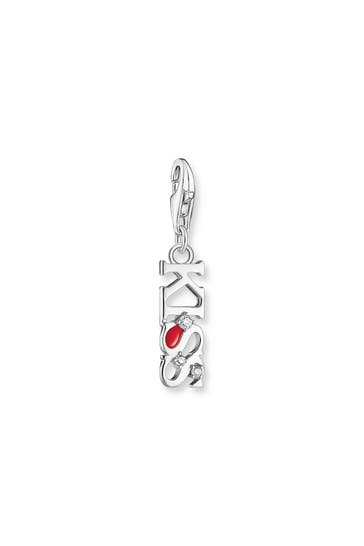 THOMAS SABO Charm-Anhänger KISS mit weißen Steinen Silber 925 Sterlingsilber, Kaltemail