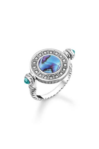 THOMAS SABO Ring drehbar mit Abalone-Perlmutt Silber 925 Sterlingsilber, geschwärzt