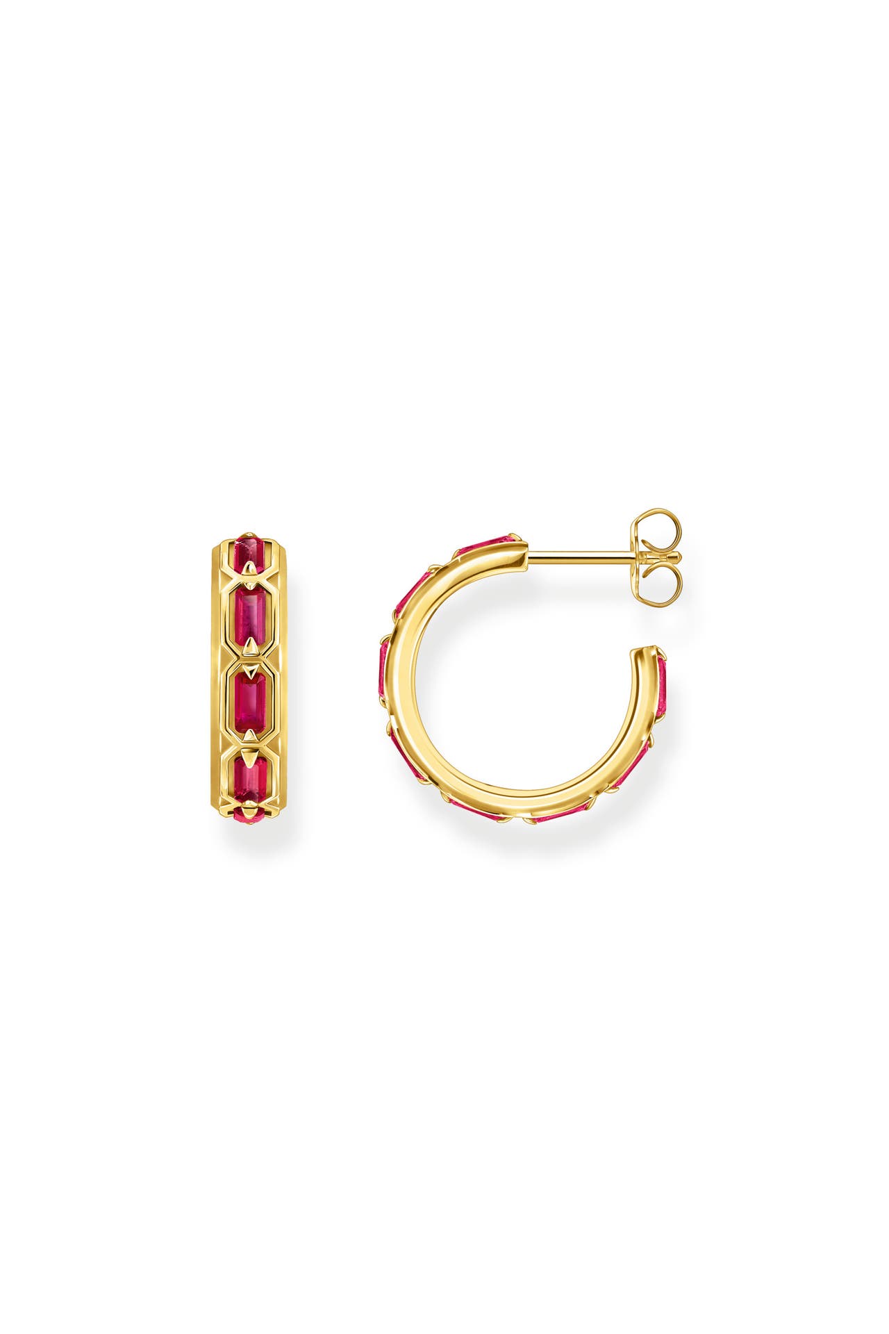 THOMAS SABO Ohrringe 750 Gelbgold Vergoldung, 925 Sterlingsilber gelbgoldfarben,dunkelrot, Bild 1