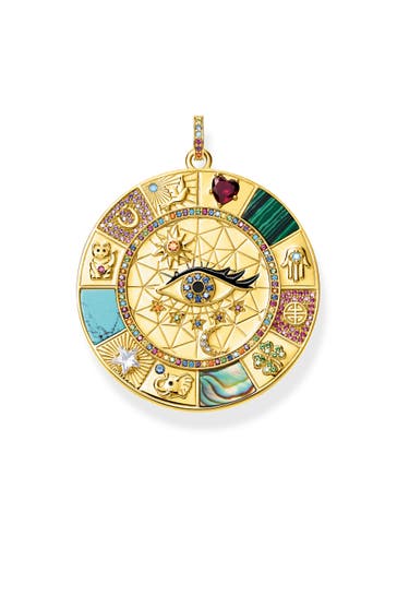THOMAS SABO Anhänger Amulett magische Glückssymbole 925 Sterlingsilber, 750 Gelbgold Vergoldung, Kaltemail