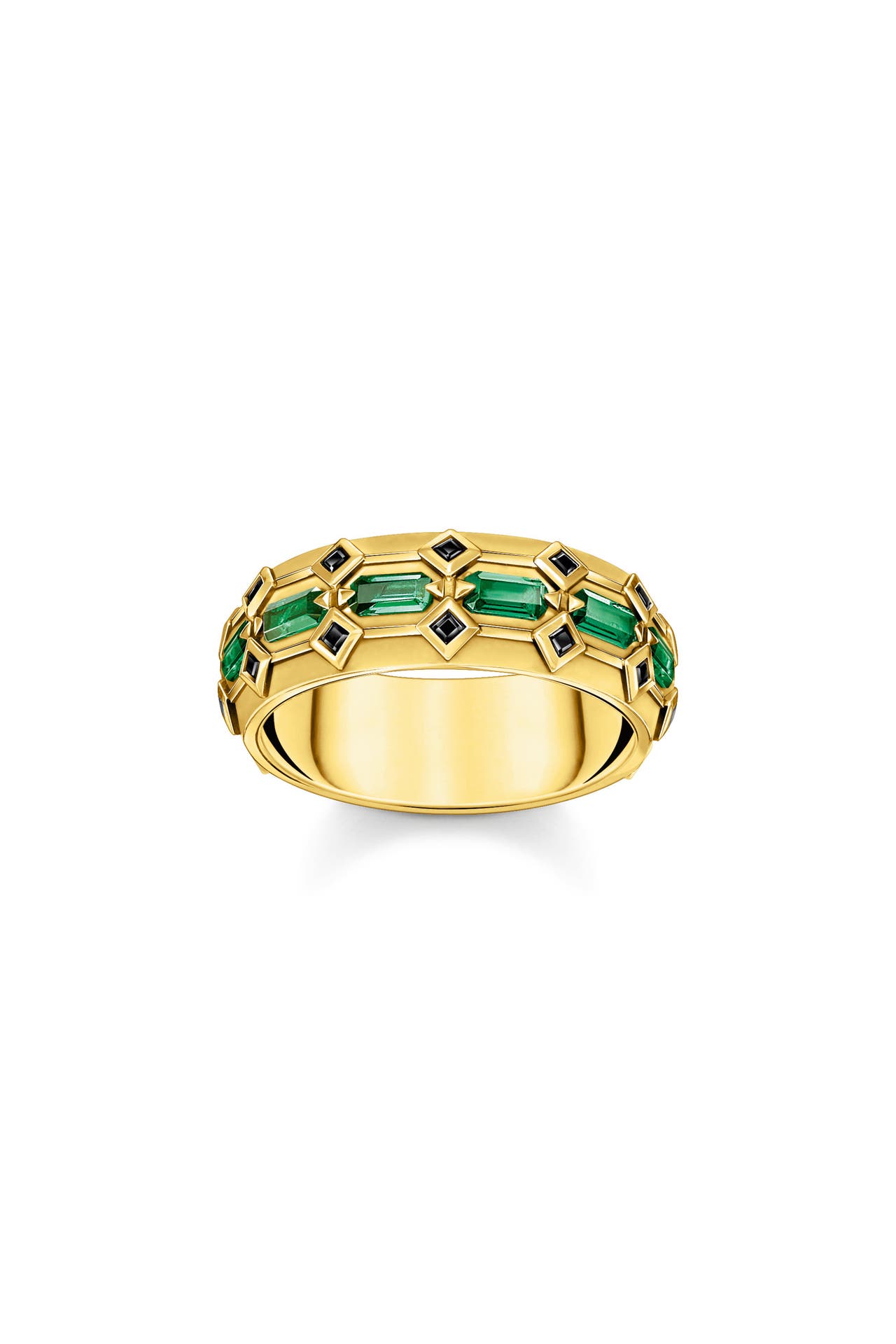 THOMAS SABO Ring 750 Gelbgold Vergoldung, 925 Sterlingsilber gelbgoldfarben,schwarz,grün, Bild 1