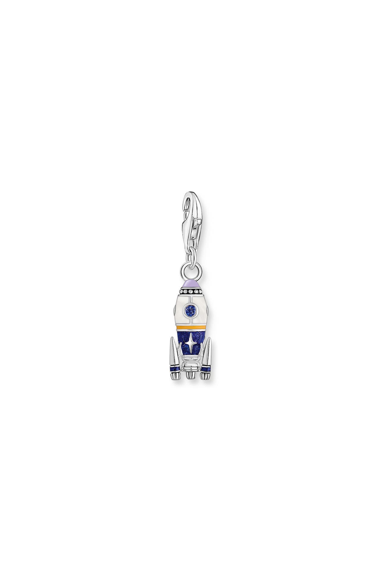 THOMAS SABO Charm-Anhänger Rakete mit bunter Kaltemaille Silber geschwärzt 925 Sterlingsilber, geschwärzt, Kaltemail, Bild 1