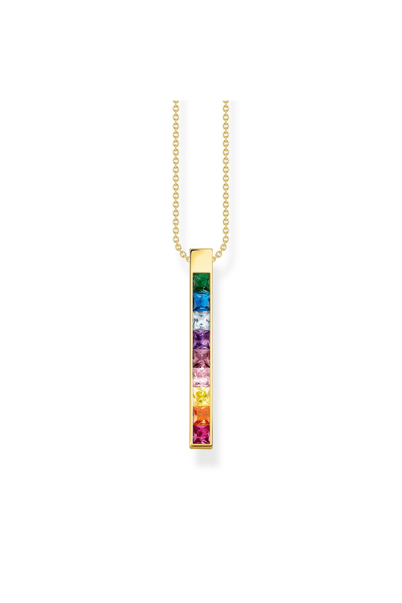 THOMAS SABO Kette 925 Sterlingsilber, 750 Gelbgold Vergoldung gelbgoldfarben,grün,hellblau,violett,pink,gold,orange,rot,dunkelblau, Bild 1