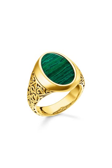 THOMAS SABO Ring grün-gold 925 Sterlingsilber, 750 Gelbgold Vergoldung