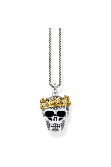 THOMAS SABO Kette 925 Sterlingsilber, geschwärzt, 750 Gelbgold Vergoldung schwarz,gelbgoldfarben,silberfarben