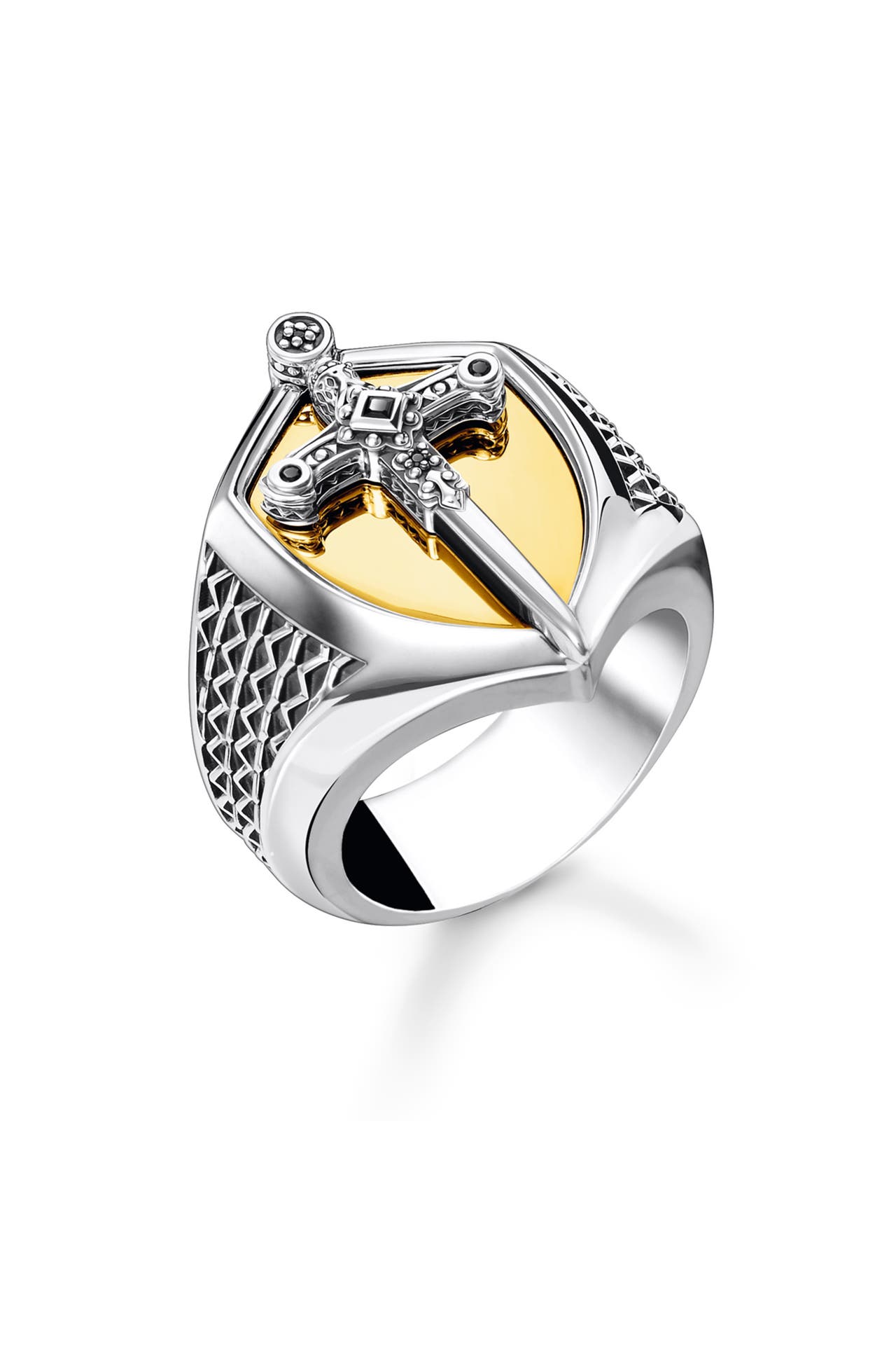 THOMAS SABO Ring 925 Sterlingsilber, geschwärzt, 750 Gelbgold Vergoldung schwarz,gelbgoldfarben,silberfarben, Bild 1