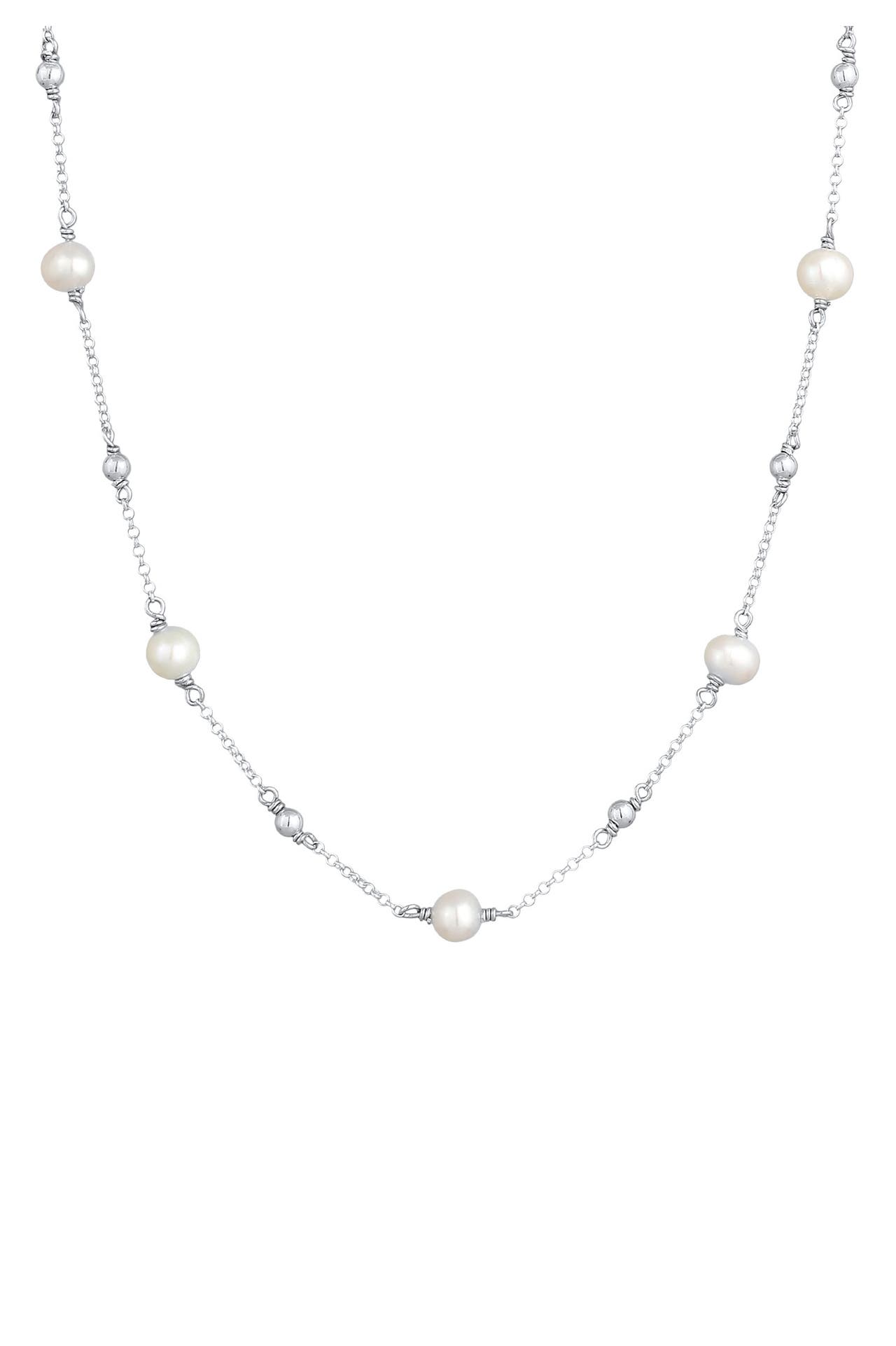 ELLI Kette Erbskette Kugeln Süßwasser-Zuchtperlen 925er Silber Silber, Bild 1