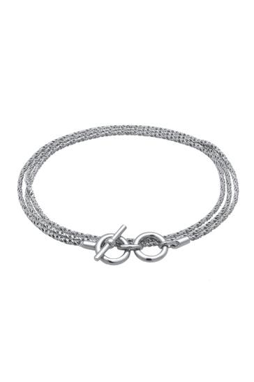 KUZZOI Armband Männer Kordelkette T-Bone Oxidiert 925 Silber Silber