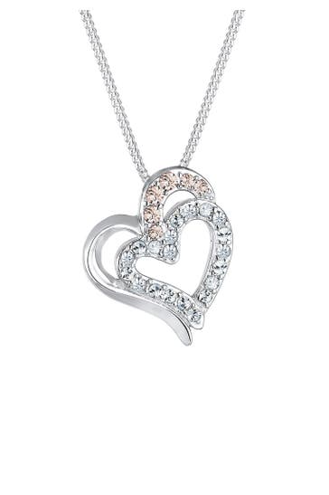 ELLI Kette Herz Weiß 925 Sterling Silber, mit Kristallen von Swarovski® Silber