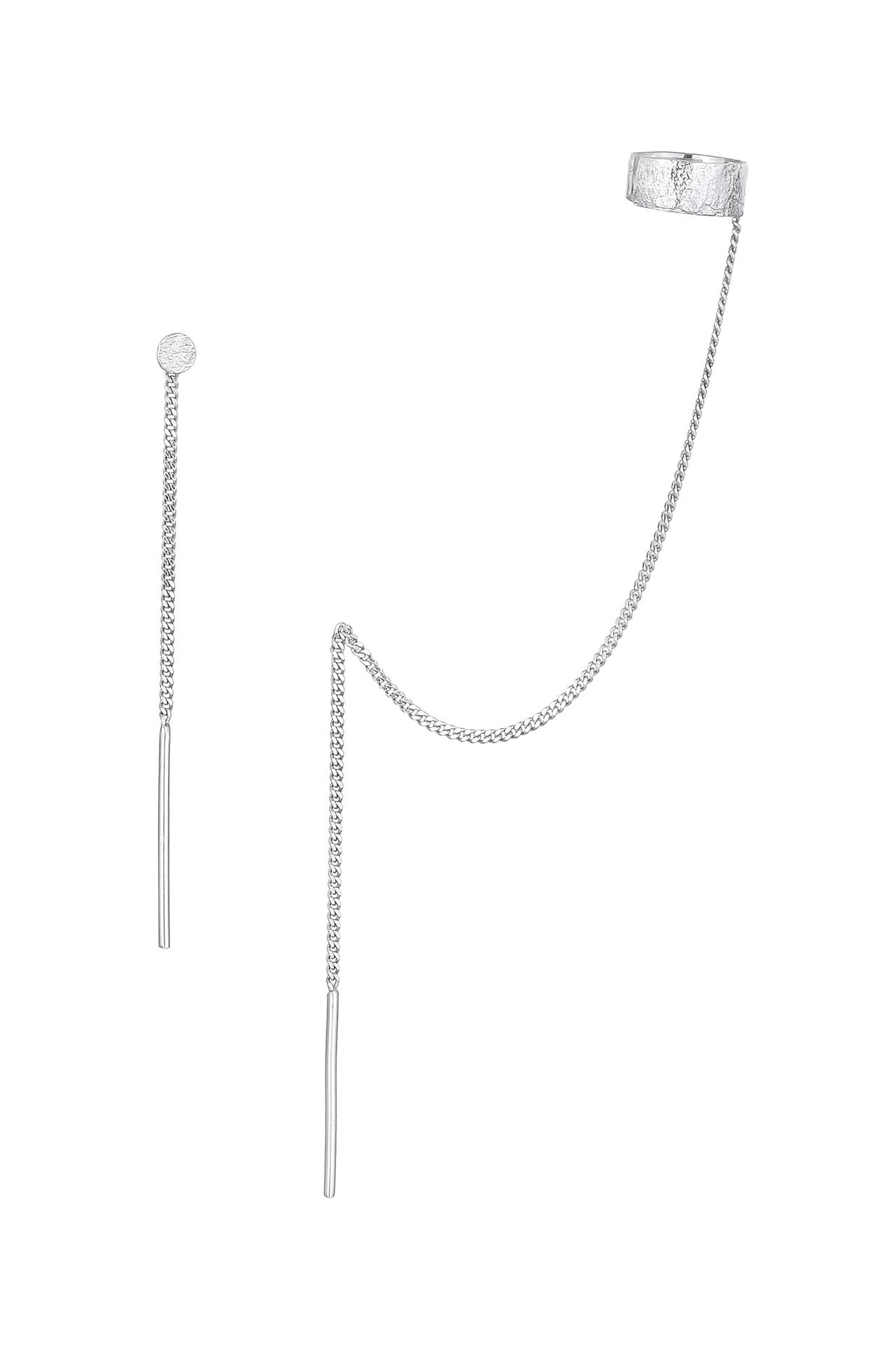 ELLI Ohrringe Set Earcuff Durchzieher Gehämmert 925 Silber Silber, Bild 1
