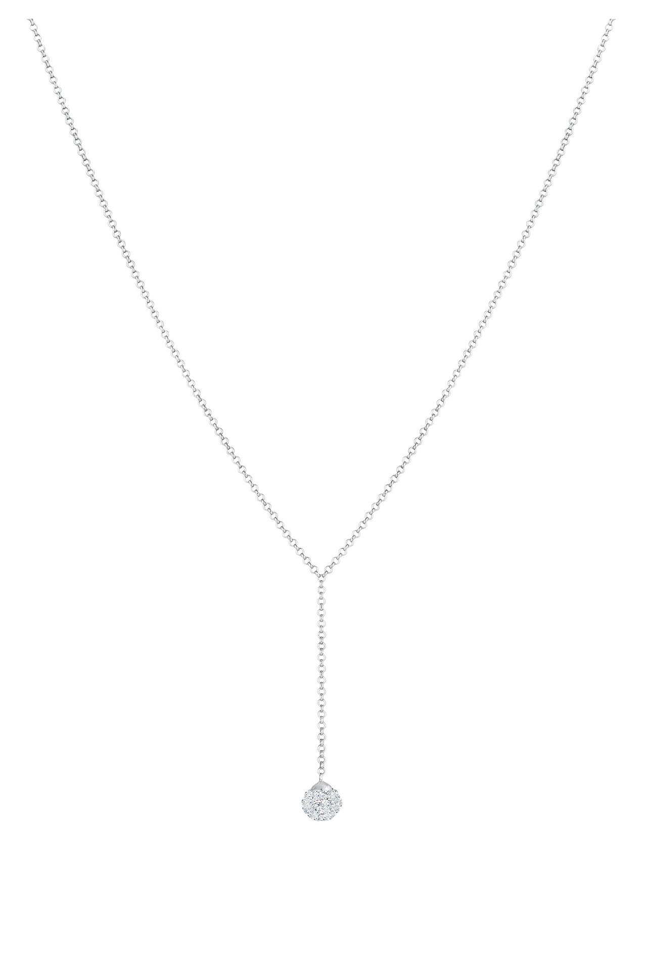ELLI Kette Y-Kette Kugel 925 Silber, mit Kristallen von Swarovski® Silber, Bild 1