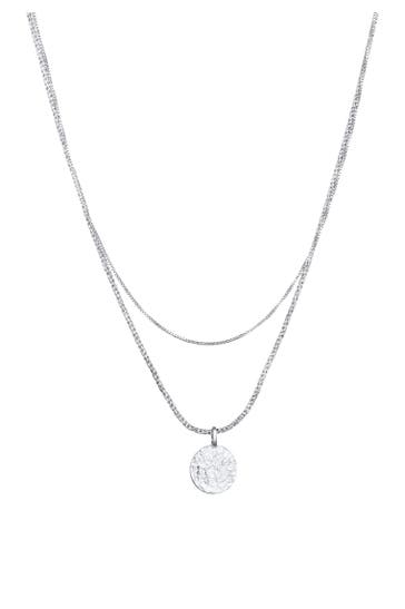 KUZZOI Kette Herren Layer Kordel Plättchen 925 Silber Silber