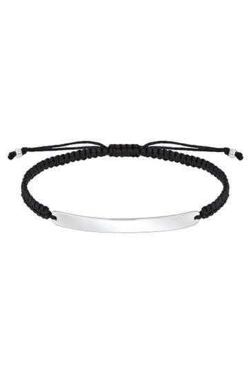 KUZZOI Armband Nylon Gravurplatte 925 Sterling Silber Silber