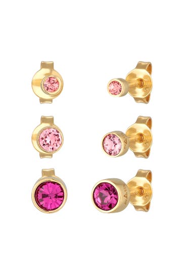 ELLI Ohrringe Stecker Set Kristalle Rosa 925 Silber Pink