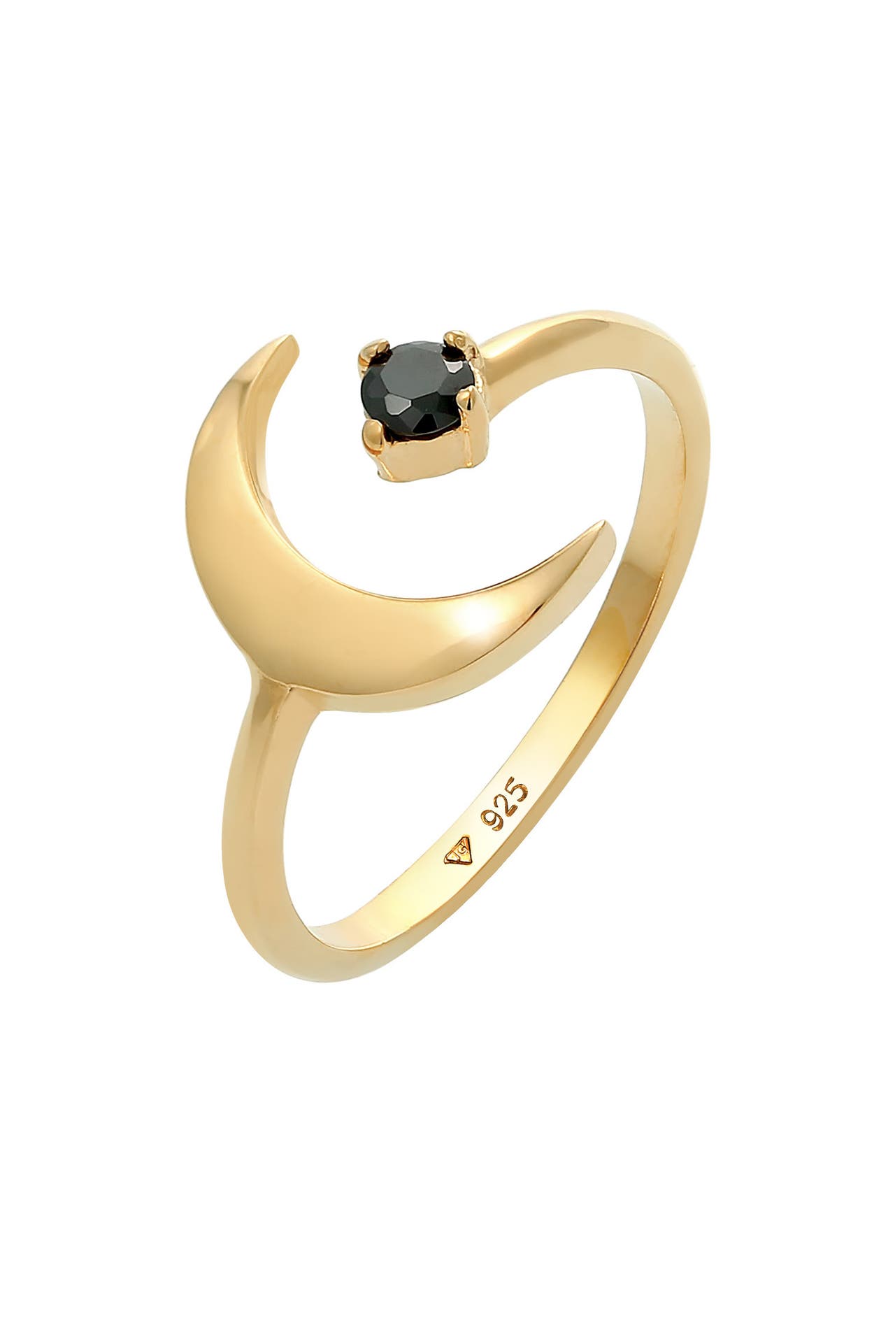 ELLI Ring Halbmond Astro Offen Zirkonia Schwarz 925 Silber Gold, Bild 1