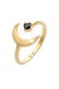 Ring Halbmond Astro Offen Zirkonia Schwarz 925 Silber Gold