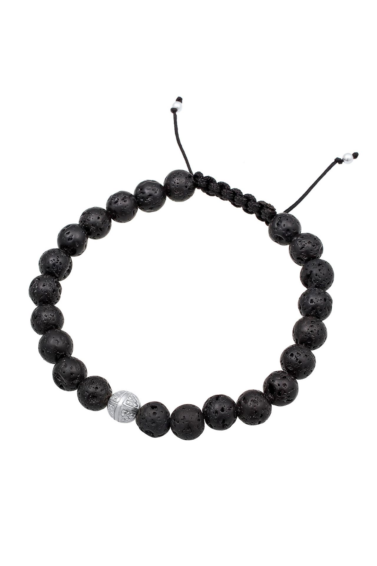 KUZZOI Armband Basic Lavastein Kreuz Ethno 925 Silber Schwarz, Bild 1