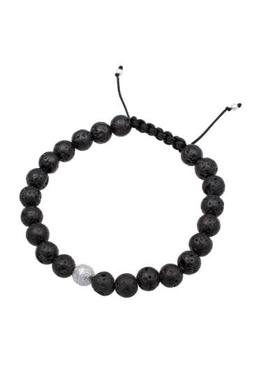 KUZZOI Armband Basic Lavastein Kreuz Ethno 925 Silber Schwarz