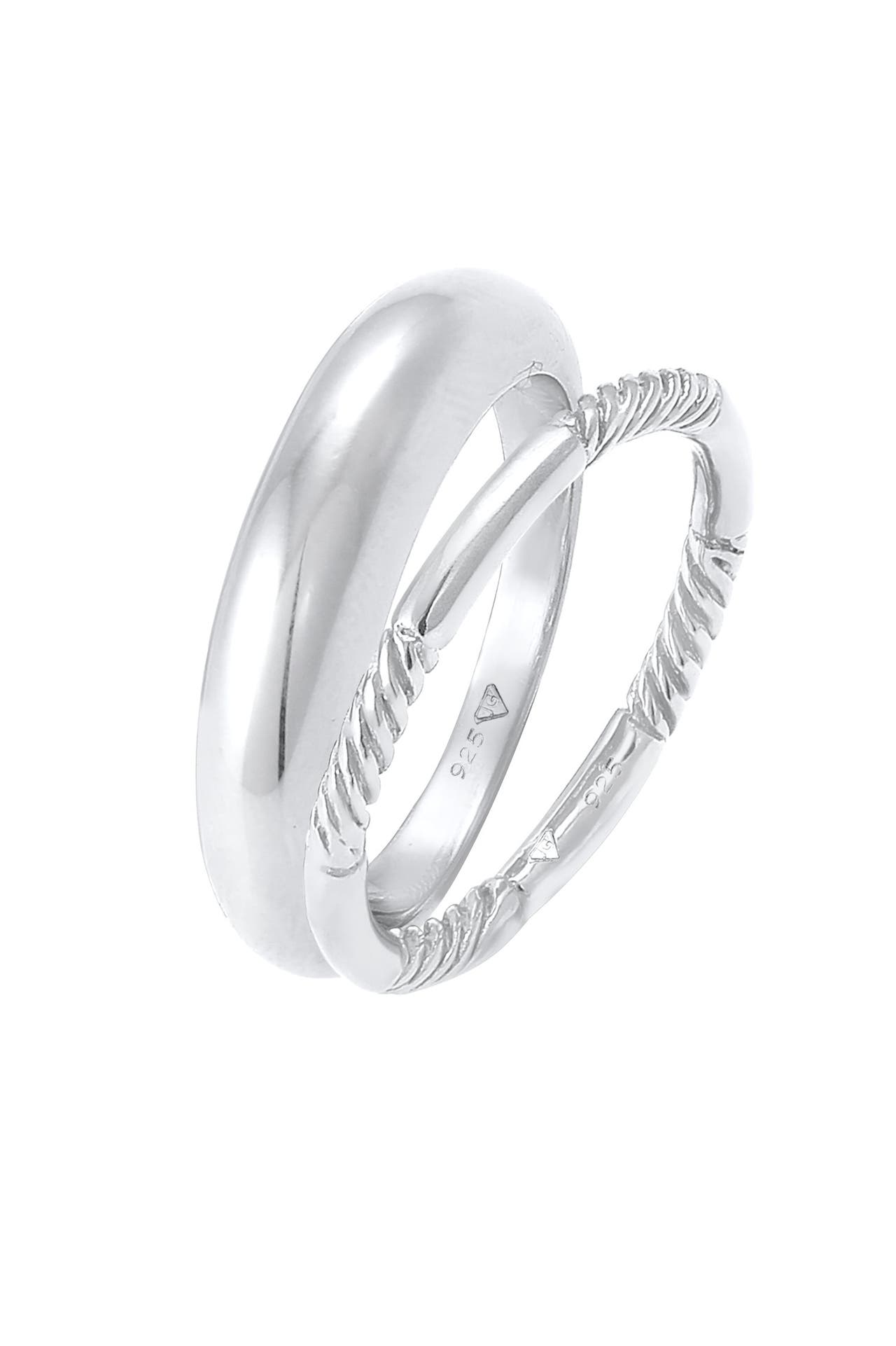 ELLI Ring Bandring Gedreht Basic Set (2 tlg) 925 Silber Silber, Bild 1