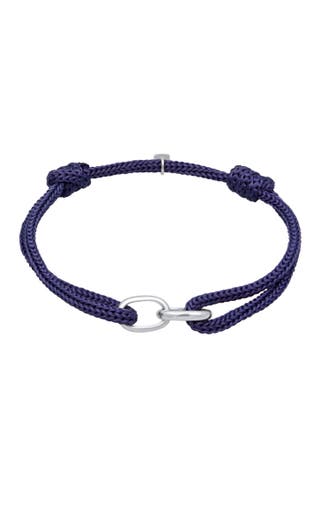 KUZZOI Armband Glieder Oval Nylon 925 Sterling Silber Dunkelblau