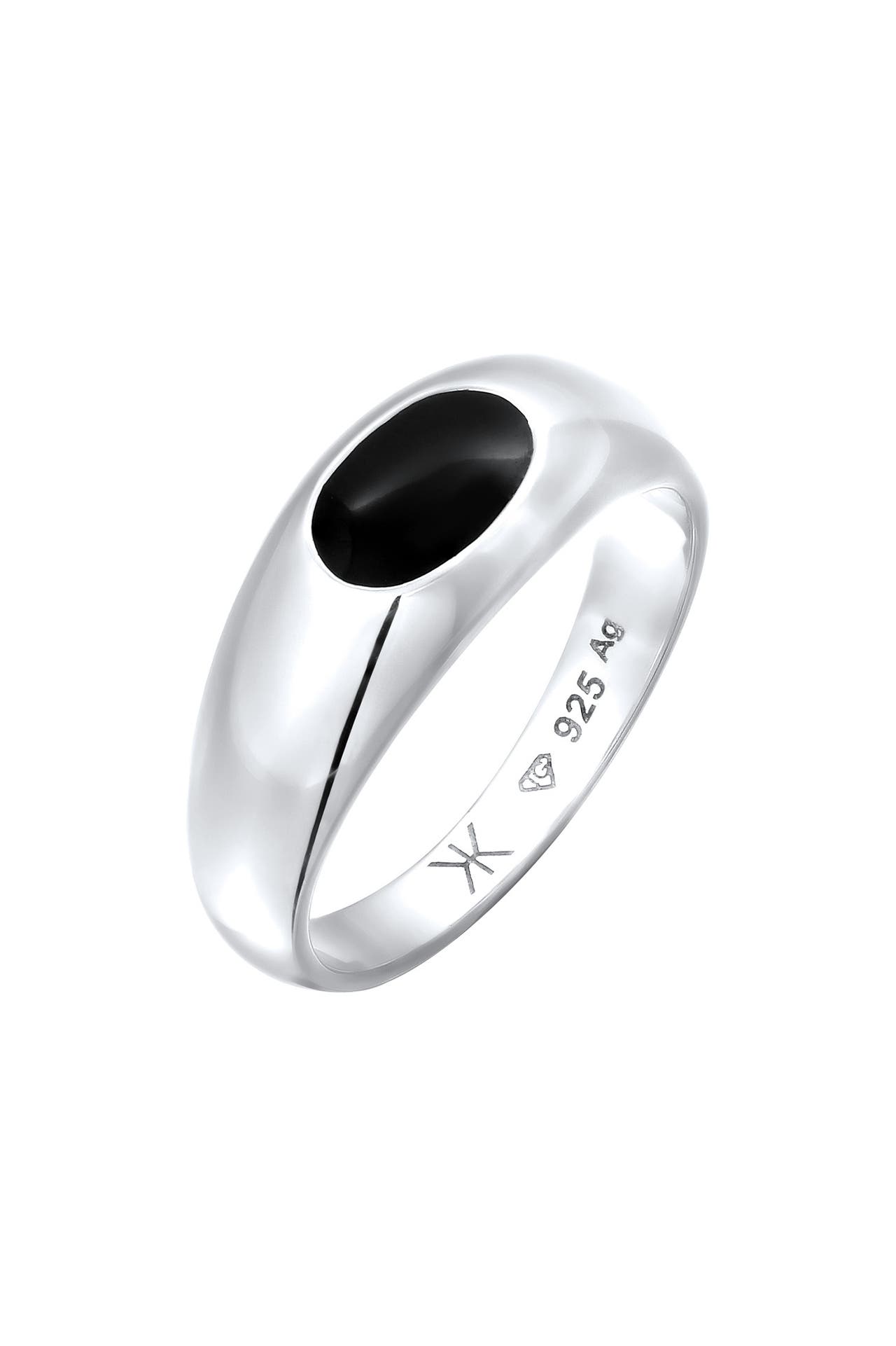 KUZZOI Ring Siegelring Emaille Oval 925 Sterling Silber Silber, Bild 1