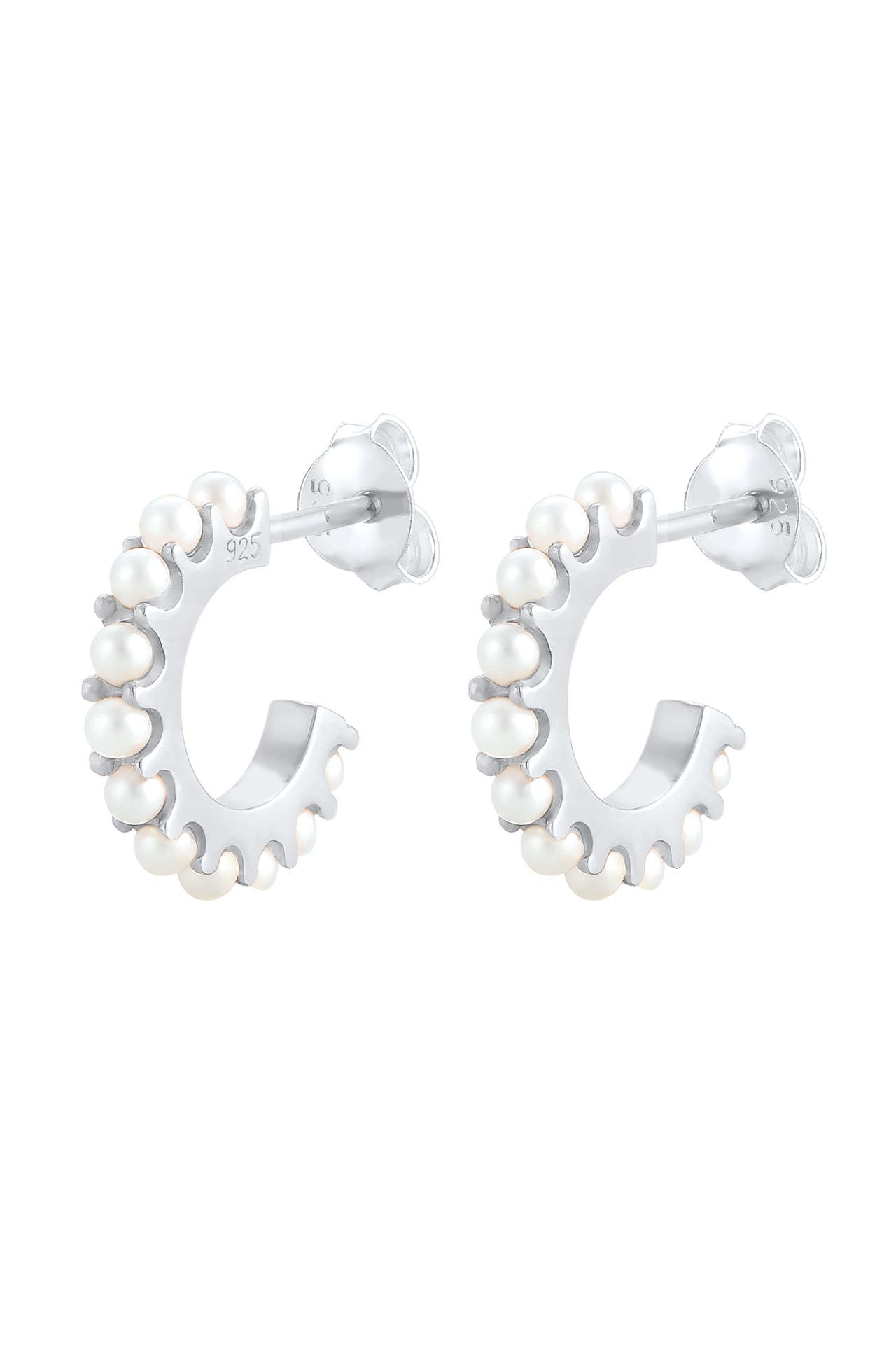 ELLI Ohrringe Creolen Synthetische Perlen 925 Silber Silber, Bild 1