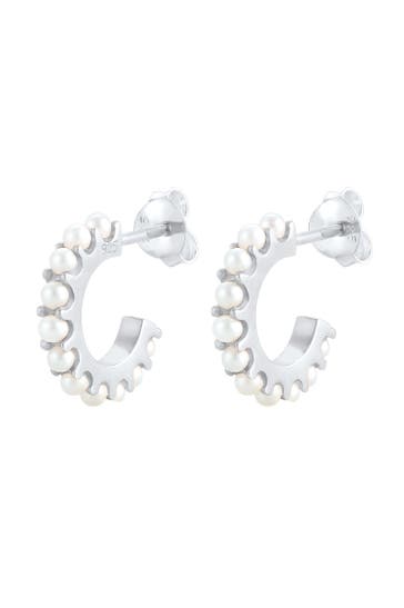 ELLI Ohrringe Creolen Synthetische Perlen 925 Silber Silber