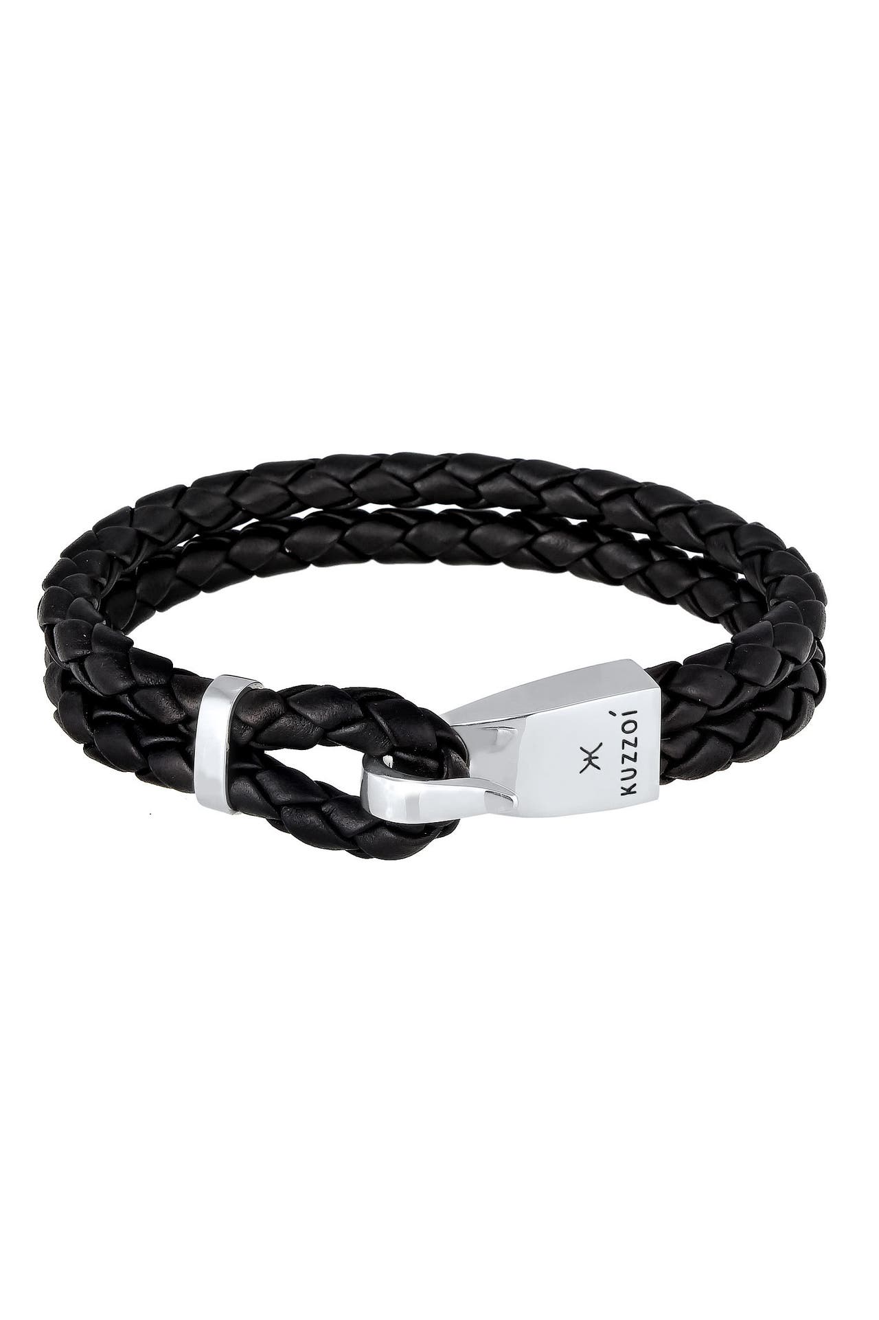 KUZZOI Armband Herren Leder Haken-Verschluß Maritim 925 Silber Silber, Bild 1