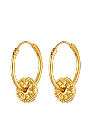 ELLI Ohrringe Creolen Einhänger Sonne Antik 925er Silber Gold