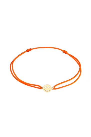 ELLI Armband mit Smile Face Textil 925 Silber vergoldet Orange