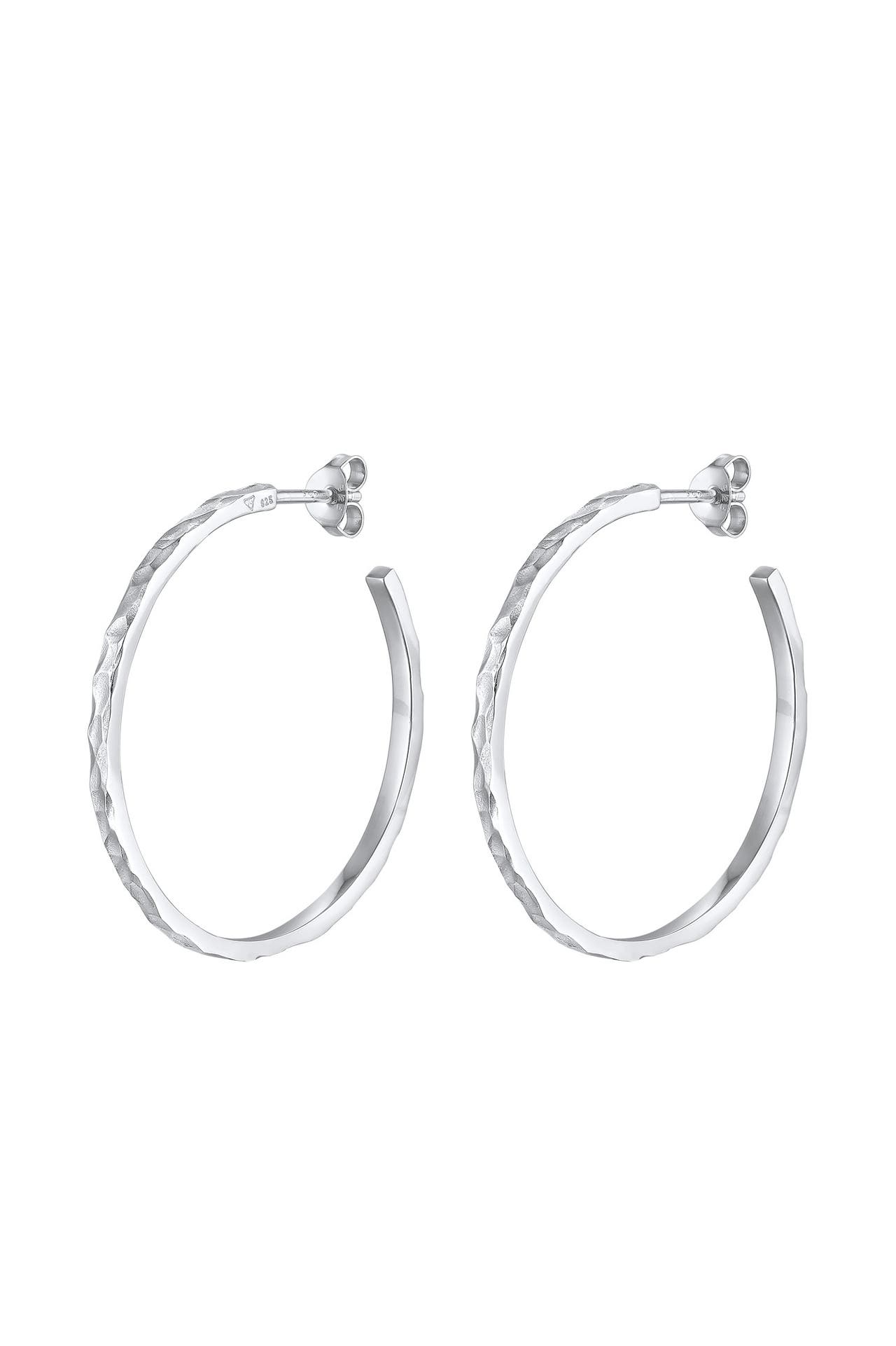 ELLI Ohrringe Creolen Stecker Gehämmert Organic Look 925 Silber Silber, Bild 1