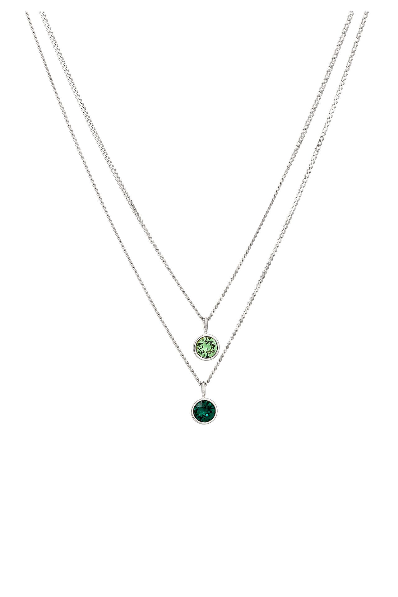 ELLI Kette Layer Glas Kristalle Grün 925 Sterling Silber Silber, Bild 1
