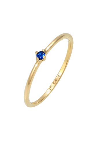 ELLI Ring Solitär synthetischer Saphir Blau 925 Silber Blau