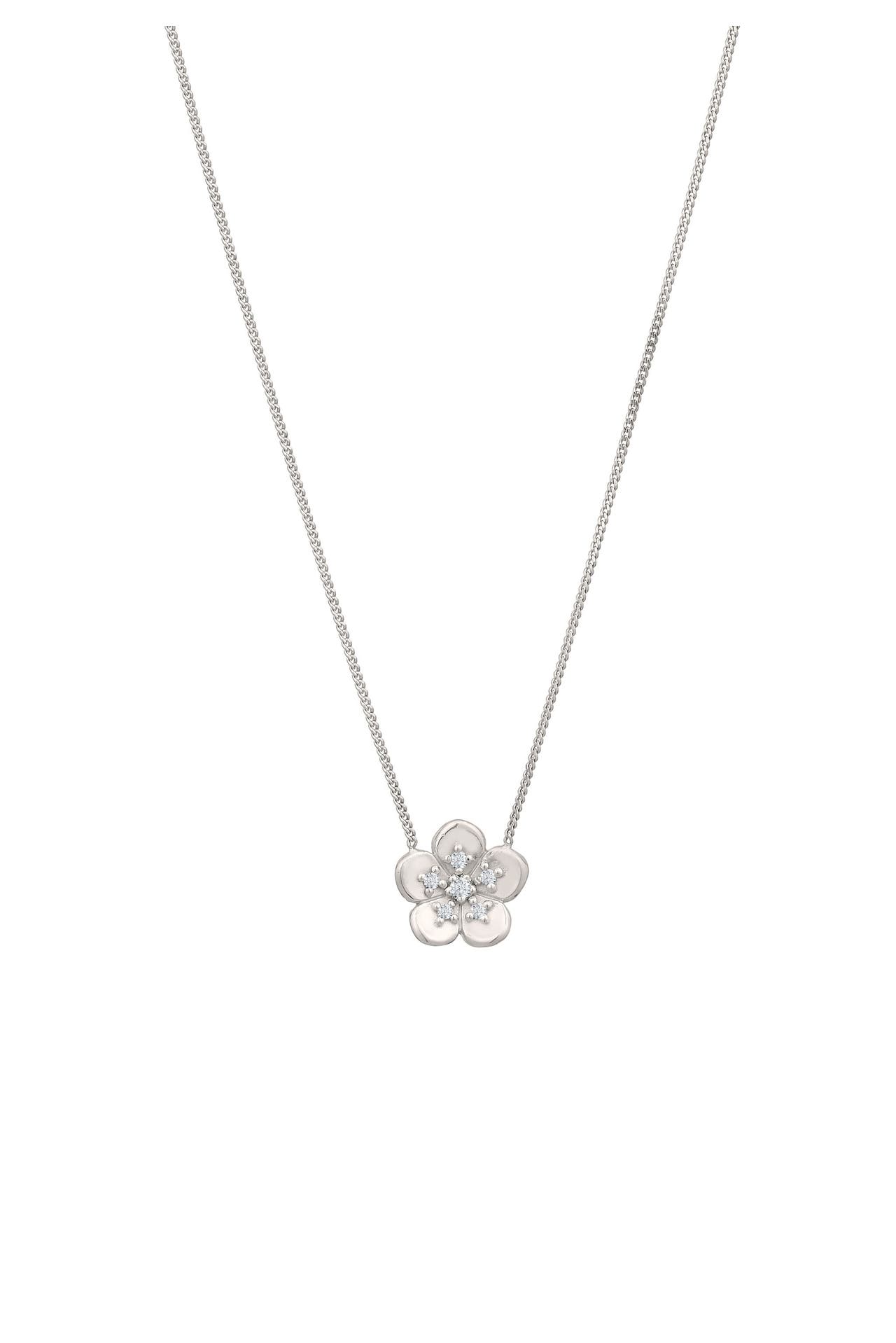 ELLI DIAMONDS Kette Blume Diamant Weiß Brillantschliff (0.135 ct) 925 Sterling Silber Silber, Bild 1
