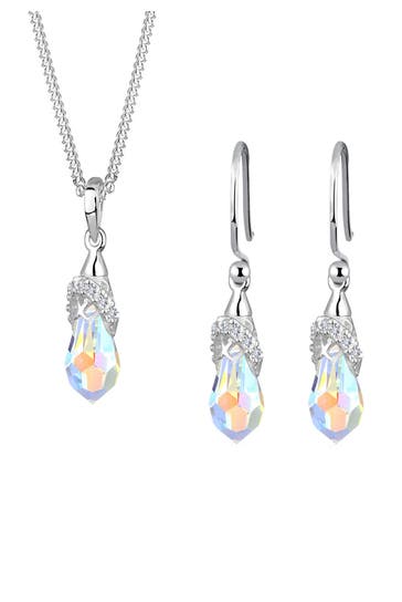 ELLI Schmuckset Tropfen Weiß 925 Sterling Silber, mit Kristallen von Swarovski® Weiß