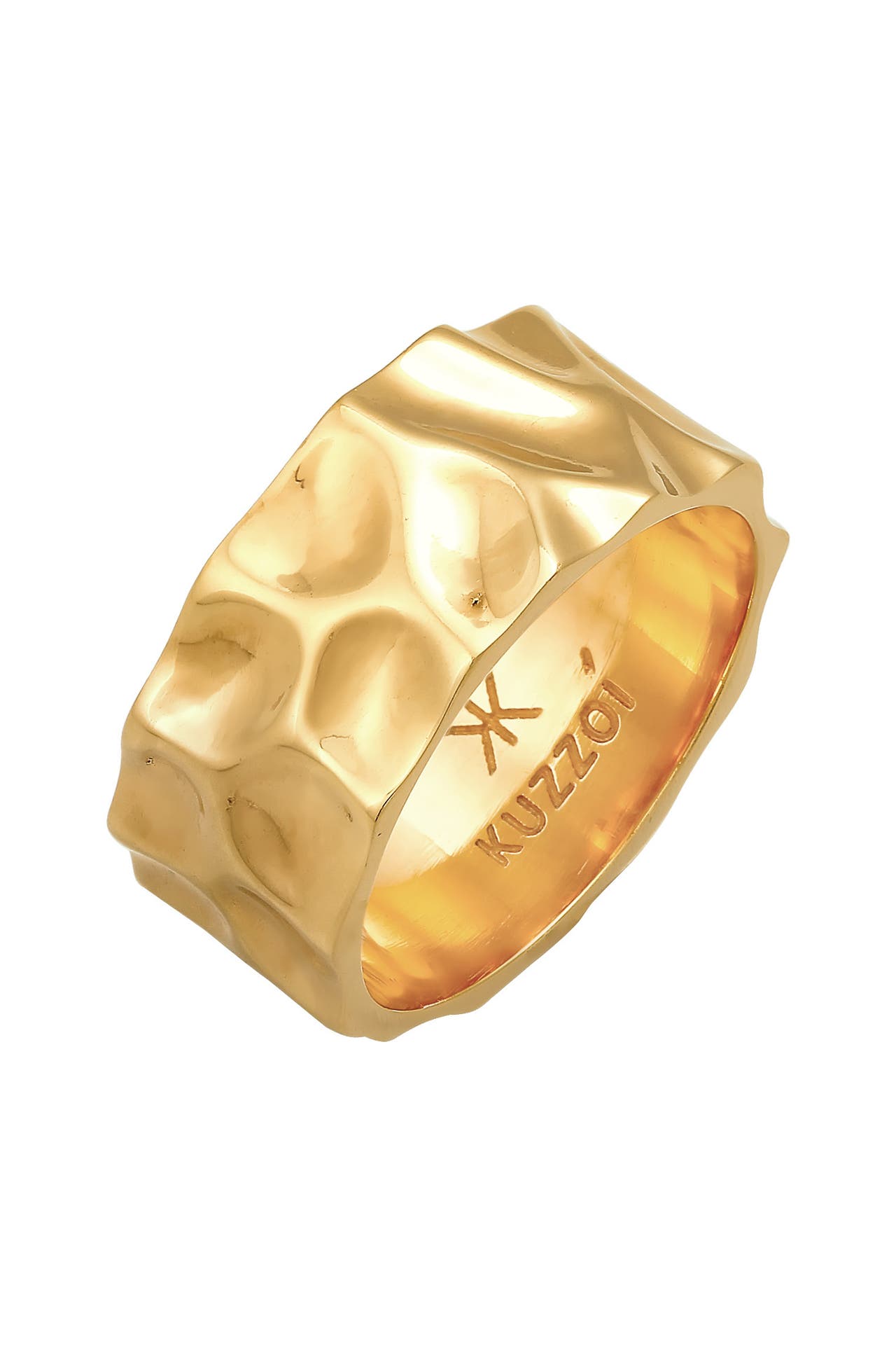 KUZZOI Ring Herren Bandring Geschmiedet Used Look 925 Silber Gold, Bild 1