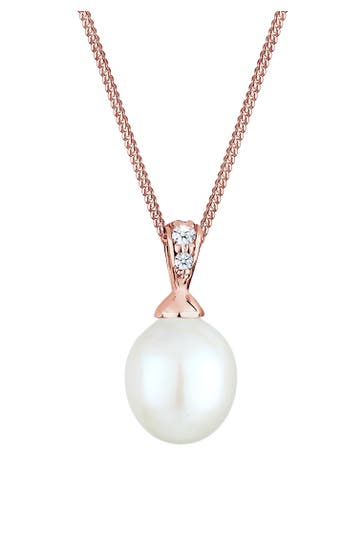 ELLI DIAMONDS Kette Diamant Weiß Brillantschliff (0.04 ct) 925 Sterling Silber Rosa