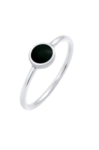 ELLI Ring Solitär Stapelring Emaille 925 Silber Schwarz