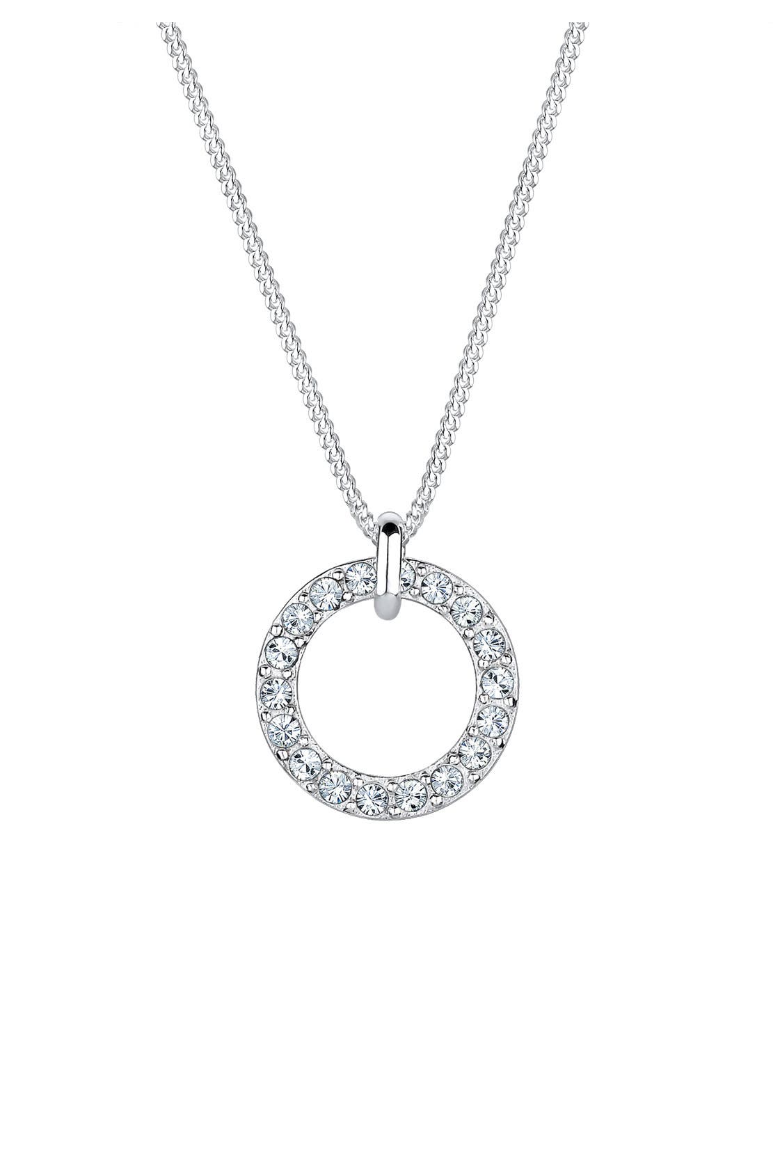 ELLI Kette Kreis Anhänger 925 Silber, mit Kristallen von Swarovski® Weiß, Bild 1