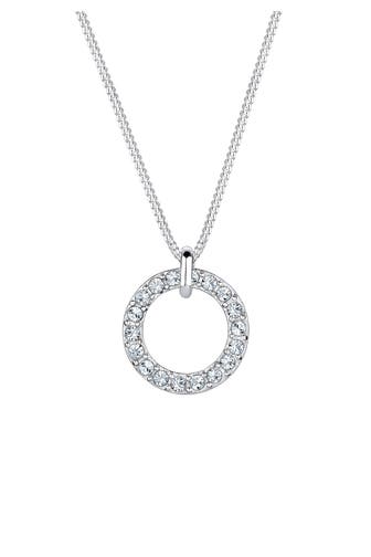 ELLI Kette Kreis Anhänger 925 Silber, mit Kristallen von Swarovski® Weiß
