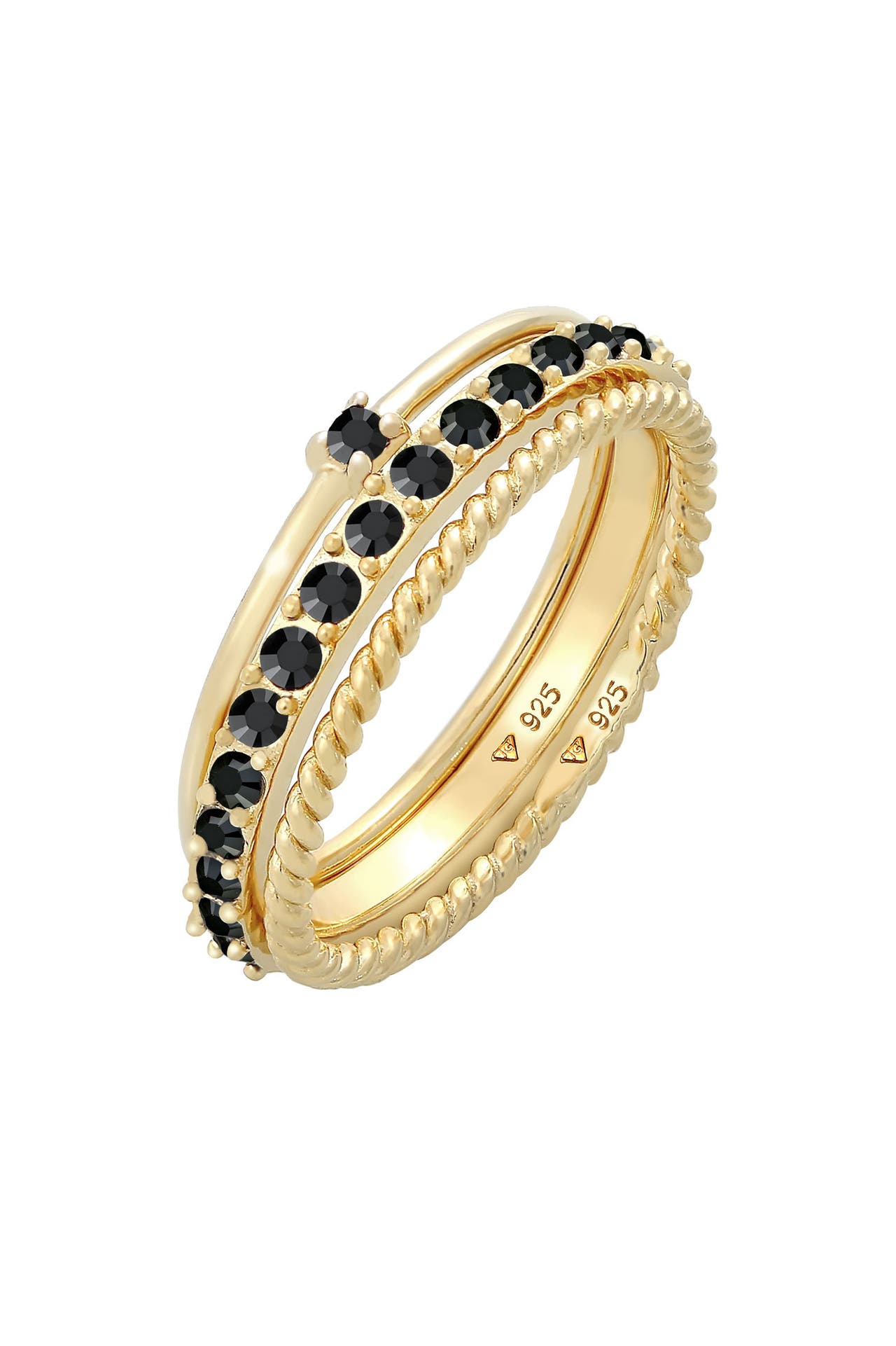 ELLI Ring Stapelring 3er Set 925 Silber, mit Kristallen von Swarovski® Gold, Bild 1