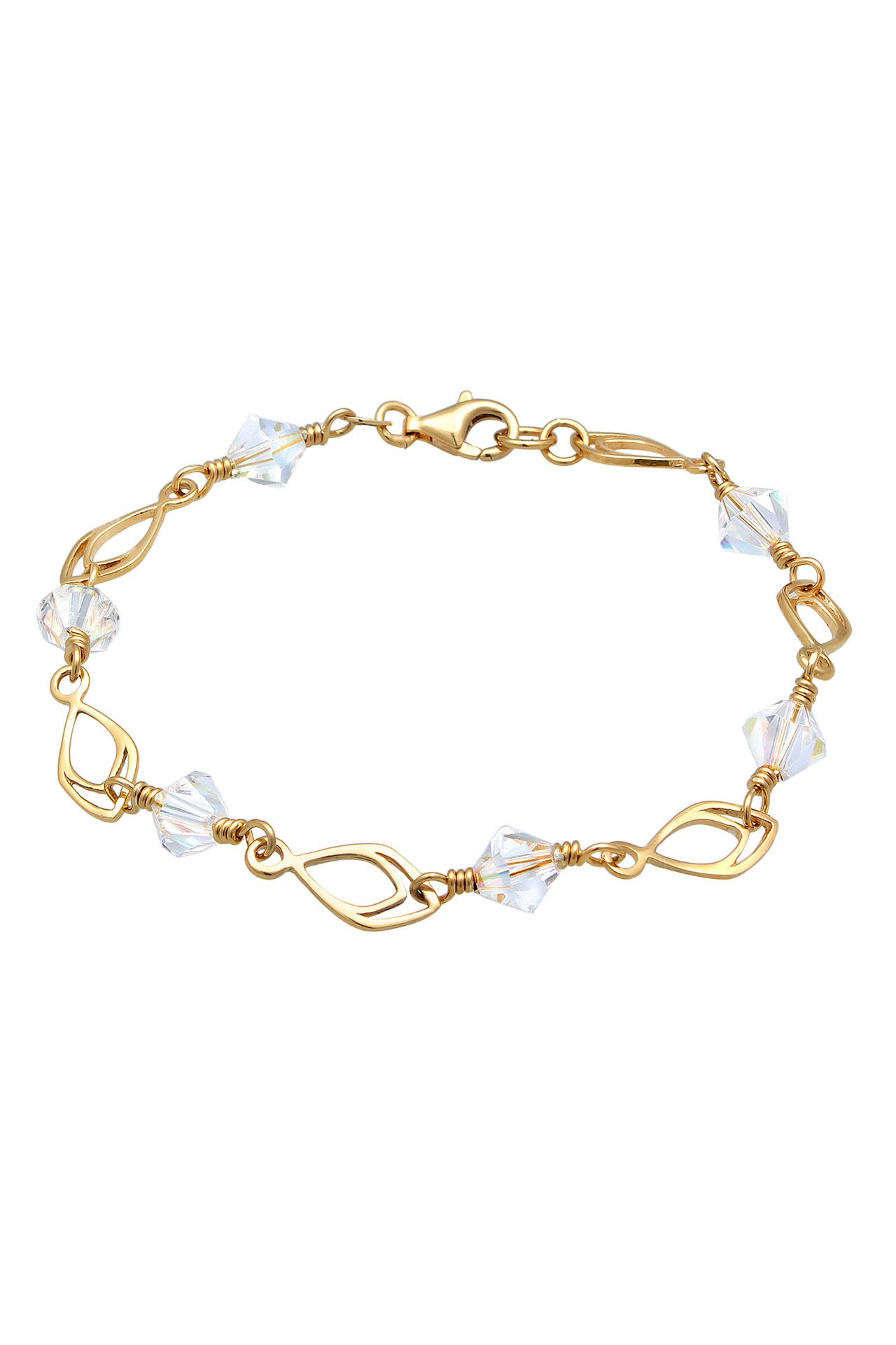 ELLI Armband Feder Glas Kristalle Weiß 925 Sterling Silber vergoldet Gold, Bild 1