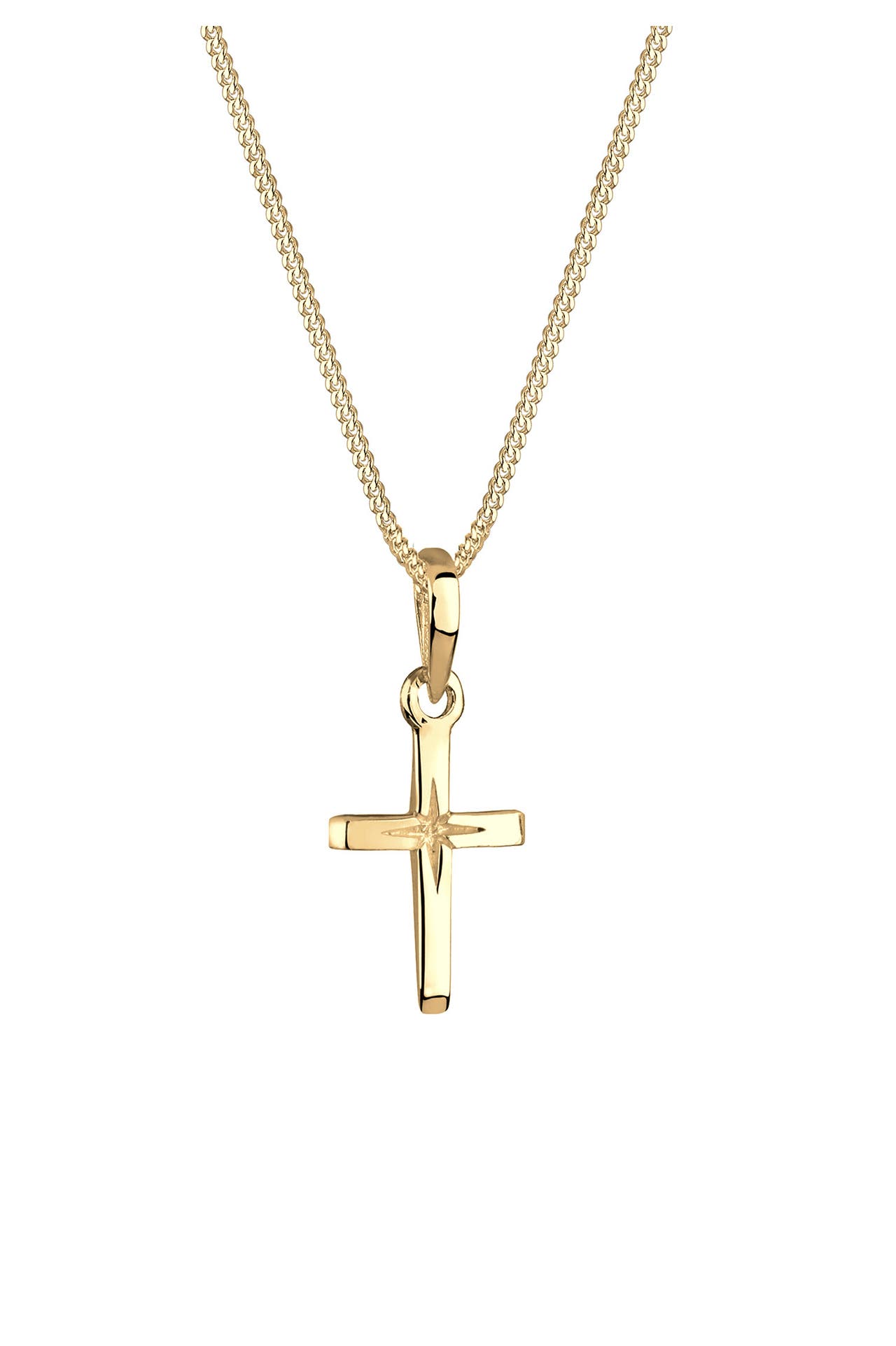 ELLI Kette Kreuz Religion Stern Details 925 Silber Gold, Bild 1