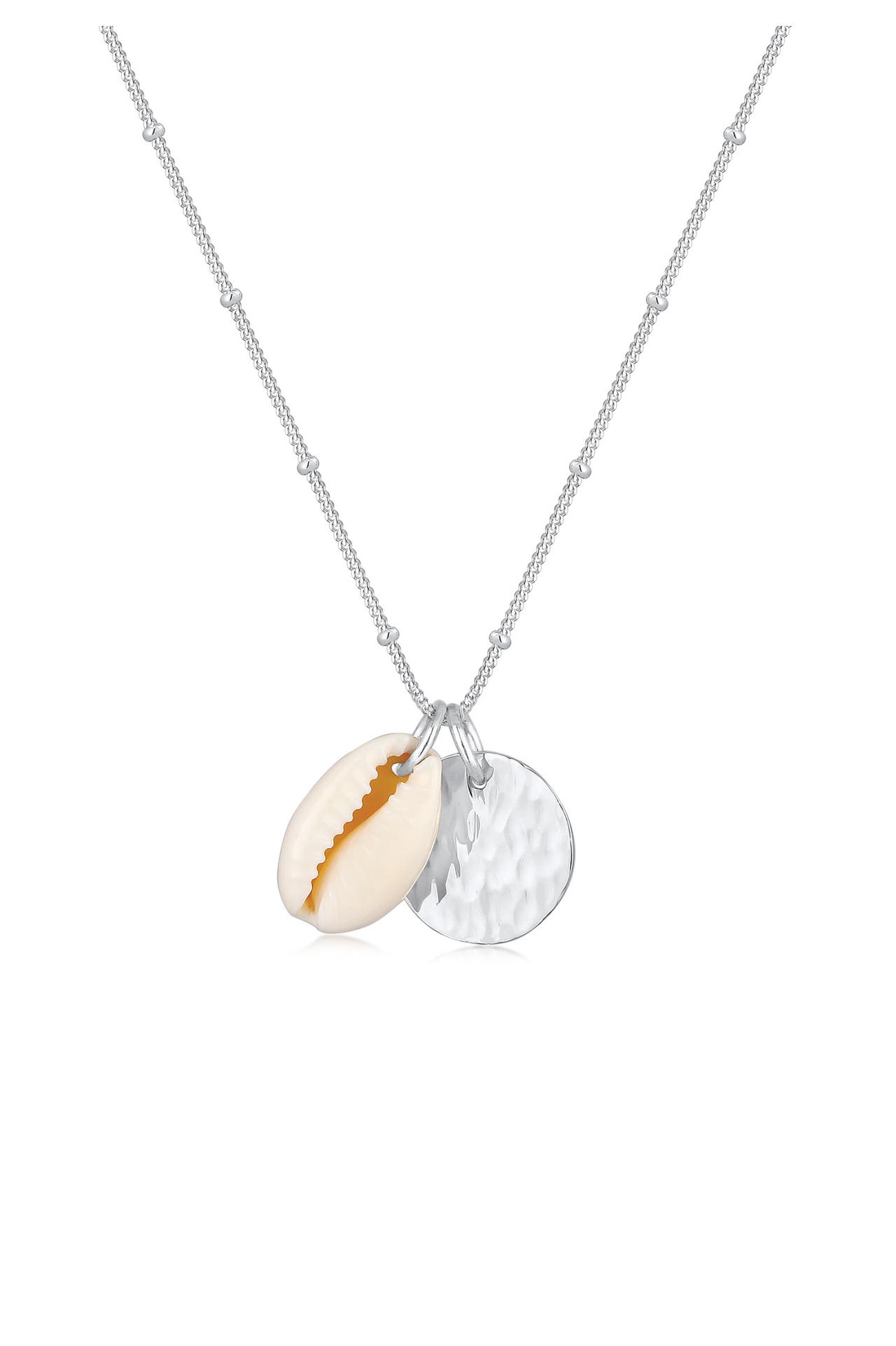 ELLI Kette Kauri Muschel und Plättchen Kugelkette 925 Silber Silber, Bild 1