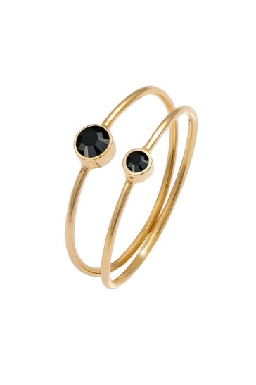 ELLI Ring Schwarz Kristalle (2 tlg) 925 Silber Gold