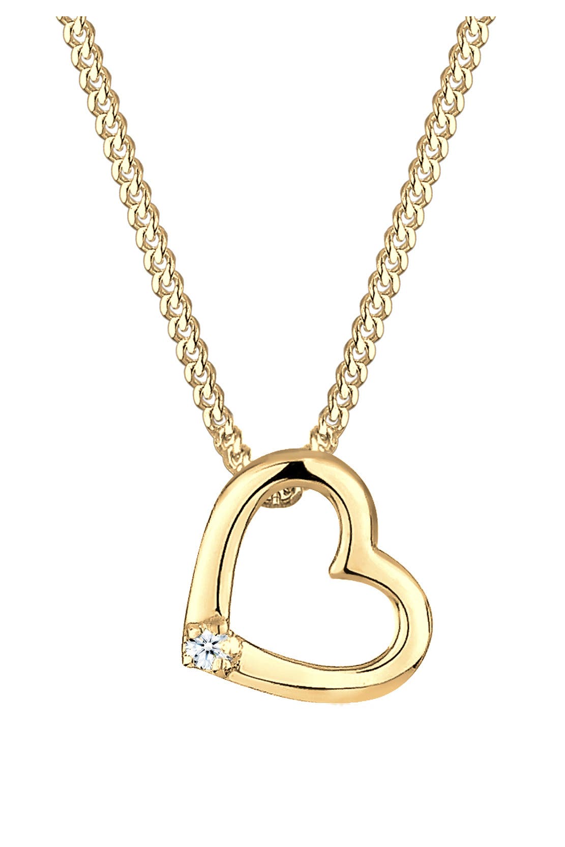 ELLI DIAMONDS Kette Herz Diamant Weiß Brillantschliff (0.015 ct) 925 Sterling Silber Gold, Bild 1