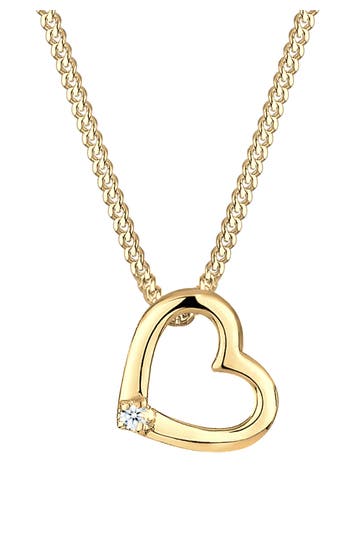 ELLI DIAMONDS Kette Herz Diamant Weiß Brillantschliff (0.015 ct) 925 Sterling Silber Gold