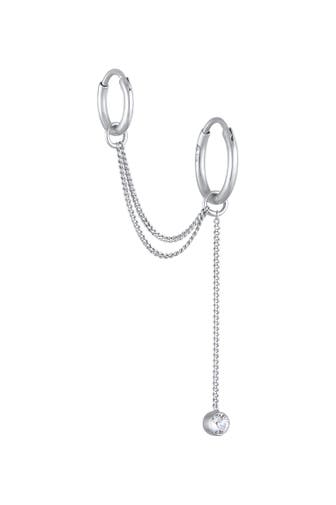ELLI Ohrringe Ear Chain Creolen Modern 925 Silber vergoldet, mit Kristallen von Swarovski® Silber