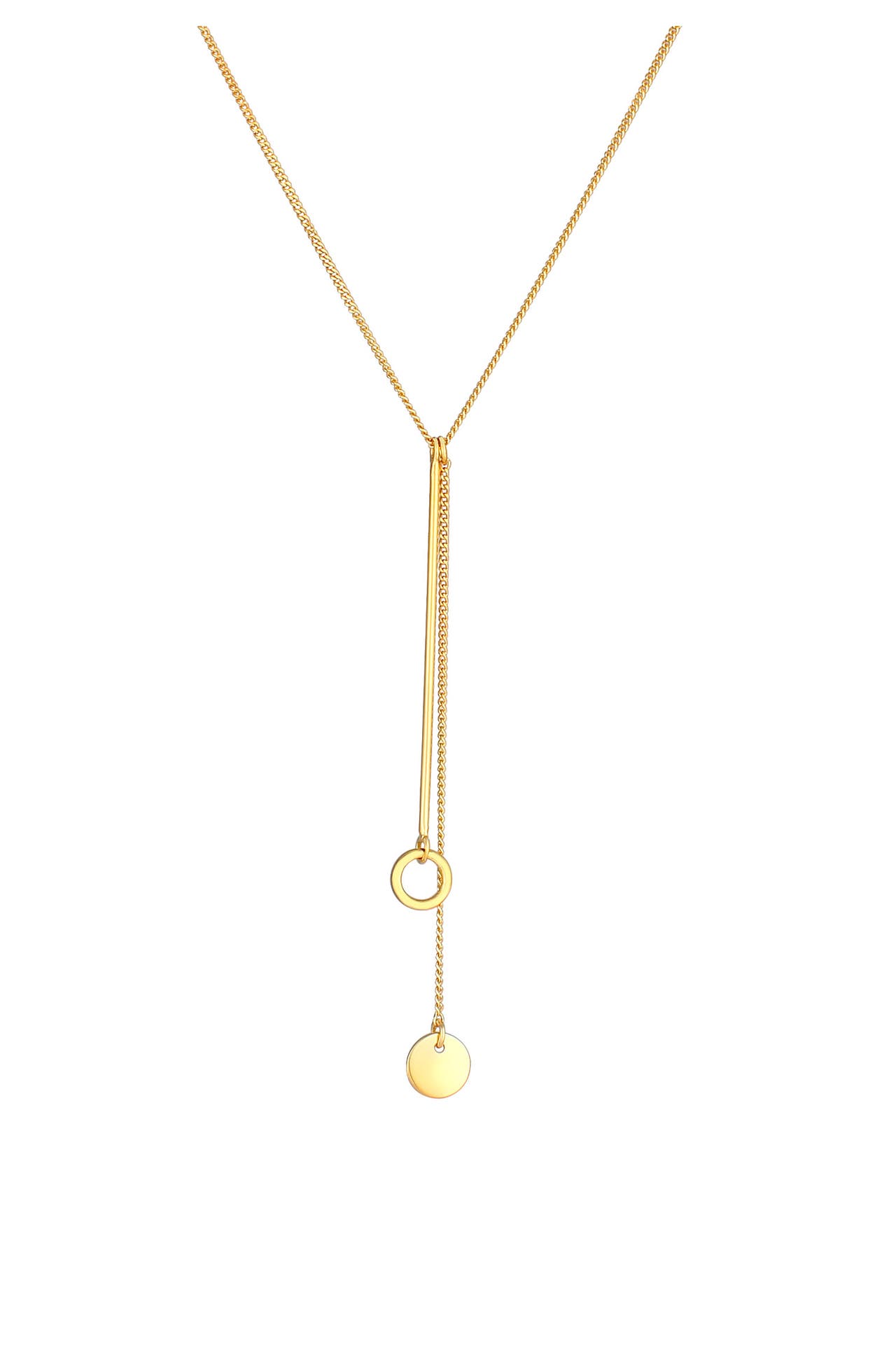 ELLI Kette Y-Kette Kreis Plättchen Geo 925 Silber Gold, Bild 1