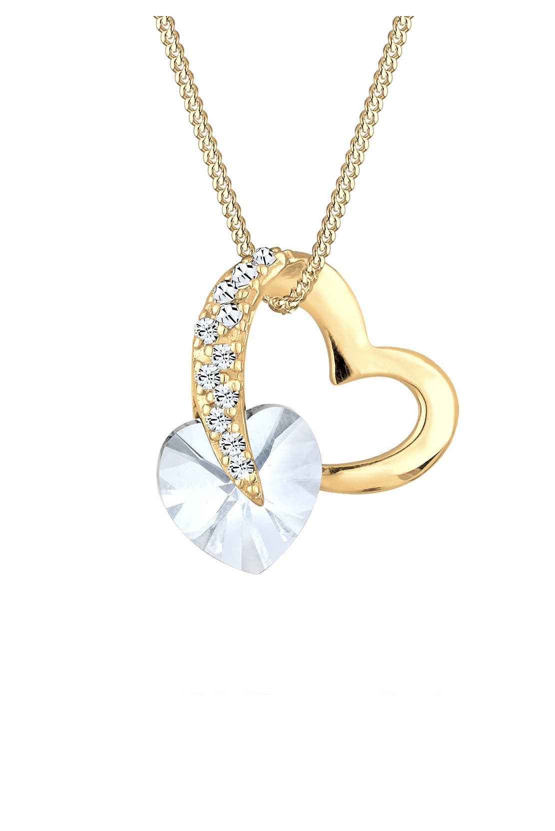 ELLI Kette Herz Anhänger 925 Silber, mit Kristallen von Swarovski® Gold, Bild 1